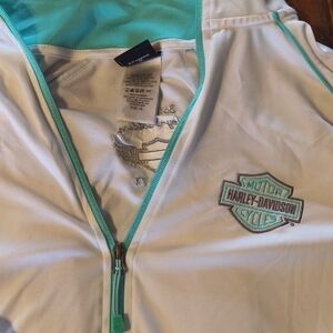 Harley-Davidson White Jacket with Teal Trim